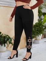 Casual  Plain Plus Size Leggings 434