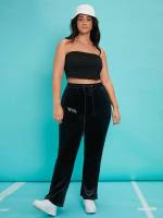  Black  Plus Size Pants 722