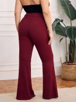 Elegant  Plain Plus Size Pants 6613