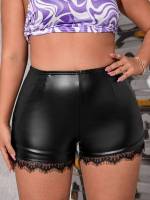  Plain Casual Plus Size Shorts 7413