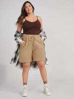 Regular Fit Drawstring  Plus Size Shorts 703