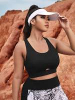  Plain Black Women Plus Activewear 422