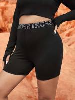  Black Skinny Plus Size Sports Shorts 1733