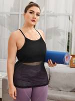  Black Regular Fit Plain Plus Size Sports Tops 425