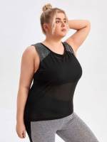  Black Regular Fit Plus Size Sports Tops 5077