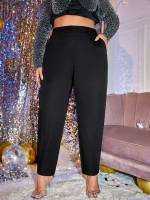  Long Plain Plus Size Suit Pants 6878