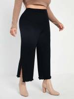 Black Regular Fit Plain Women Plus Clothing 40