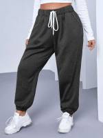 Regular Fit Pocket  Plus Size Sweatpants 905