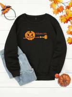  Regular Long Sleeve Round Neck Plus Size Sweatshirts 9004