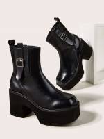  Black Plain Women Boots 3343