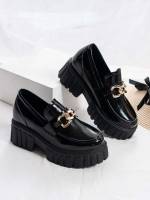 Black Plain Chain Women Wedges  Flatform 9626