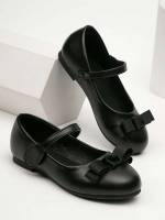  Black Plain Bow Kids Shoes 5607