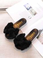 Plain Black Kids Slippers 5522