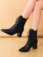  Black Plain Women Boots 532