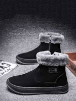 Black Contrast Faux Fur Men Shoes 8453