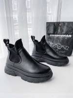  Black Plain Men Boots 5357