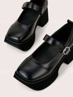  Black Plain Shoes 8676