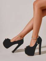  Black Plain Women Pumps 2158