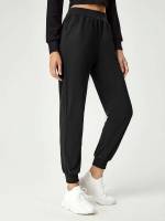 Black Long Plain Women Activewear 4202