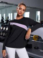 Colorblock Regular Fit Long Sleeve Women Active Tops 153