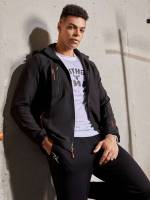 Black Long Sleeve Sporty Men Active Tops 8005