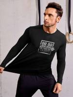 Slogan Long Sleeve Black Sports 6126