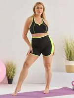 Contrast Binding  Halter Women Plus Activewear 462