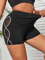   Black Plus Size Sports Shorts 1264