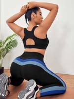  Black Cut Out Women Plus Activewear 4879