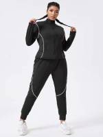 Stand Collar  Plus Size Sports Sets 3570