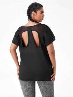  Short Sleeve Long Black Plus Size Sports Tops 964