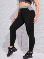 Skinny Colorblock Black Women Plus Activewear 6499