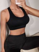  Plain Rib-Knit Women Activewear 2930