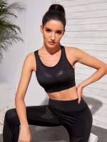 Black  Round Neck Women Sports Intimates 913