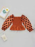  Polka Dot Regular Fit Square Neck Toddler Girl Blouses 4199