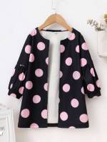 Black Round Neck Long Sleeve Toddler Girl Overcoats 3477