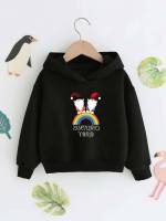 Casual Hooded Drawstring Christmas Toddler Girl Sweatshirts 401