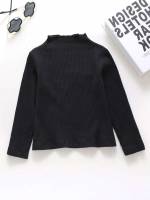  Long Sleeve Plain Casual Toddler Girl T-Shirts 7846