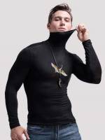 Long Sleeve Animal High Neck Men Loungewear Tops 6512