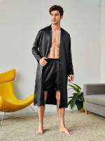 Long Sleeve Belted  Men Loungewear Sets 6852