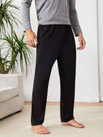 Plain Casual Black Men Loungewear Bottoms 7839