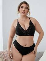  Simple Plain Plus Size Bra  Panty Sets 2719