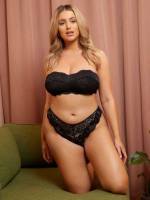  Black Scallop Romantic Women Plus Intimates 4728