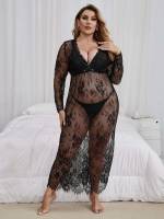  Plain Black Romantic Women Plus Intimates 769