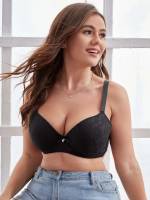  Black Plain Plus Size Bras  Bralettes 4300