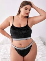 Black Sexy Colorblock Underwear  Sleepwear 3459