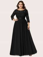  Black Three Quarter Length Sleeve Regular Fit Plus Size Wedding Party Wear 600