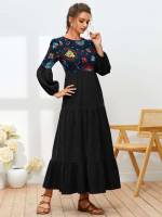  Black Floral Round Neck World Apparel 9538