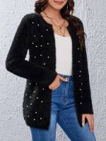 Long Sleeve Regular Fit Beaded Women Cardigans 3059