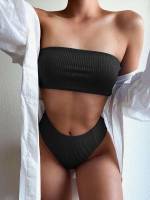 Black  Bandeau Women Swimwear 1289